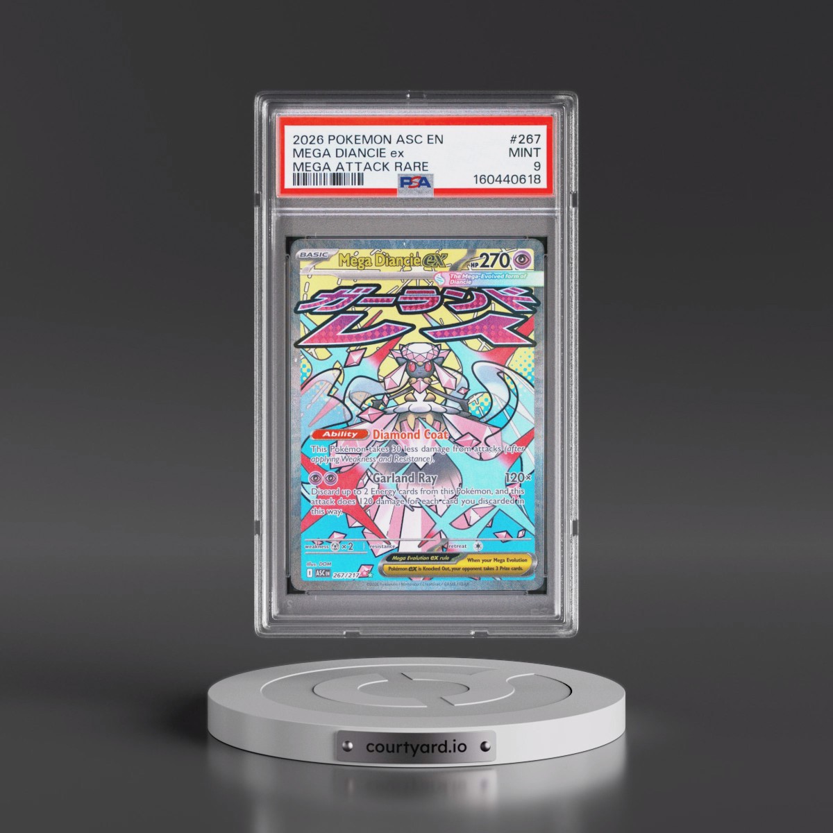 2026 Pokémon Asc EN-Ascended Heroes #267 Mega Diancie EX - Holo Mega Attack Rare (PSA 9 MINT)