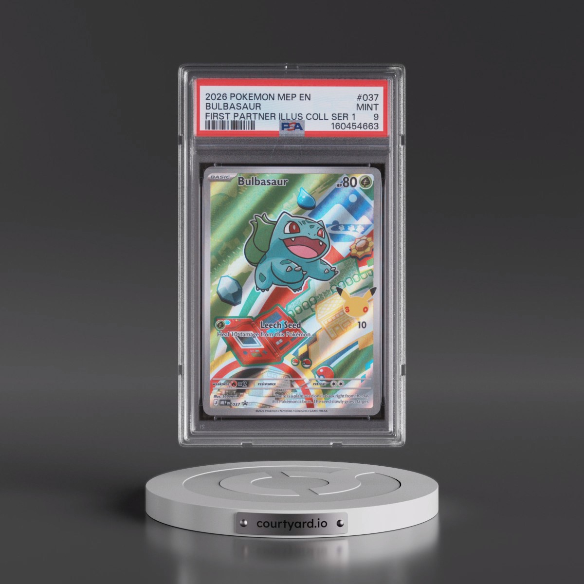 2026 Pokémon Mep EN-Me Black Star Promo #037 Bulbasaur - First Partner Illustration Collection Series 1 (PSA 9 MINT)