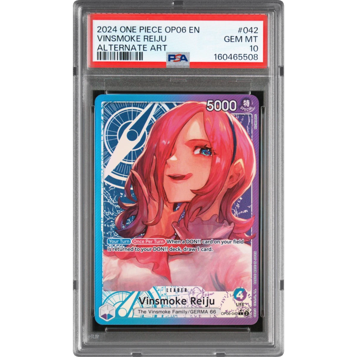 2024 One Piece OP06-Wings of the Captain #042 Vinsmoke Reiju - Alternate Art (PSA 10 GEM MINT)