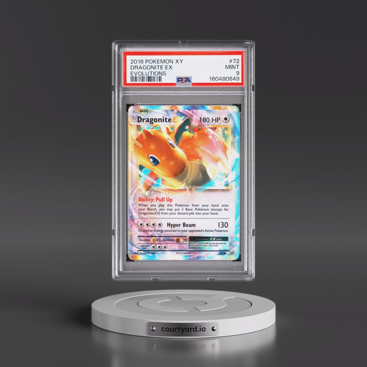 2016 Pokémon XY Evolutions #72 Dragonite EX - Holo (PSA 9 MINT)