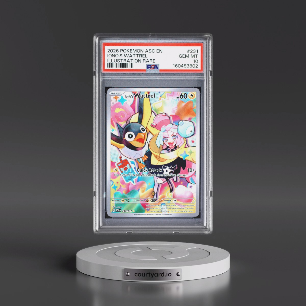 2026 Pokémon Asc EN-Ascended Heroes #231 Iono's Wattrel - Illustration Rare (PSA 10 GEM MINT)