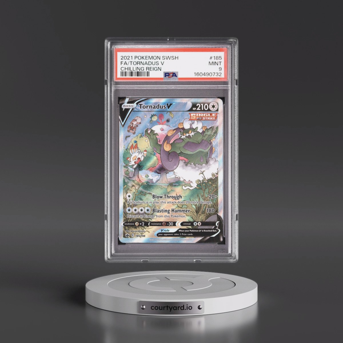 2021 Pokémon Sword & Shield Chilling Reign #185 Tornadus V - Holo Full Art (PSA 9 MINT)