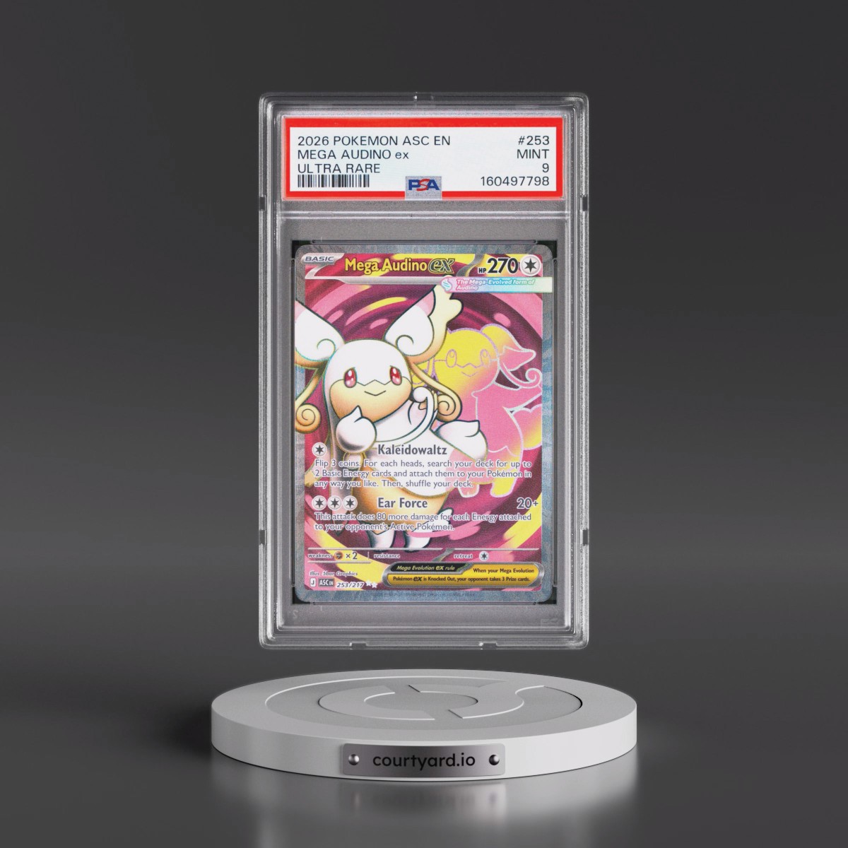 2026 Pokémon Asc EN-Ascended Heroes #253 Mega Audino EX - Holo Ultra Rare (PSA 9 MINT)