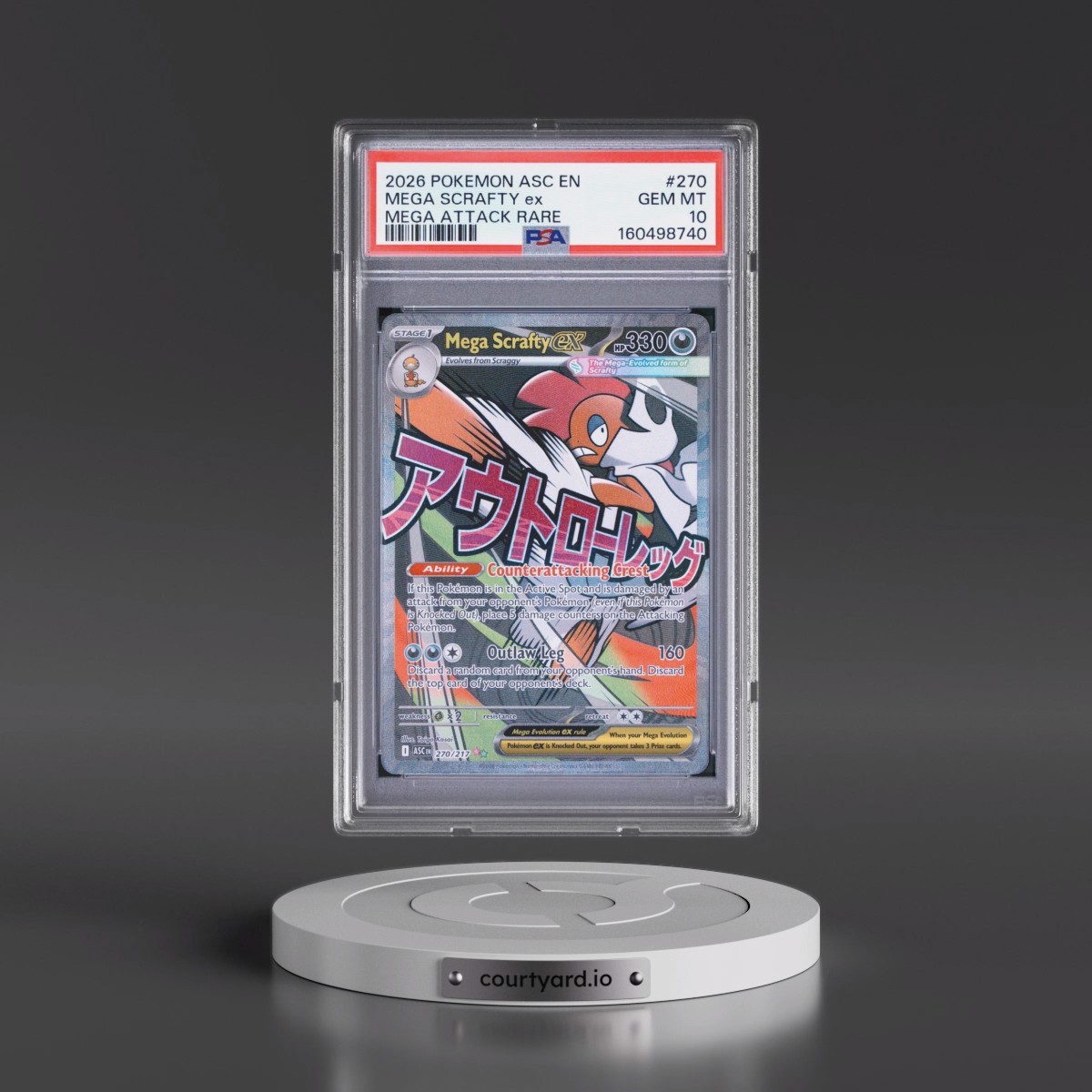 2026 Pokémon Asc EN-Ascended Heroes #270 Mega Scrafty EX - Holo Mega Attack Rare (PSA 10 GEM MINT)
