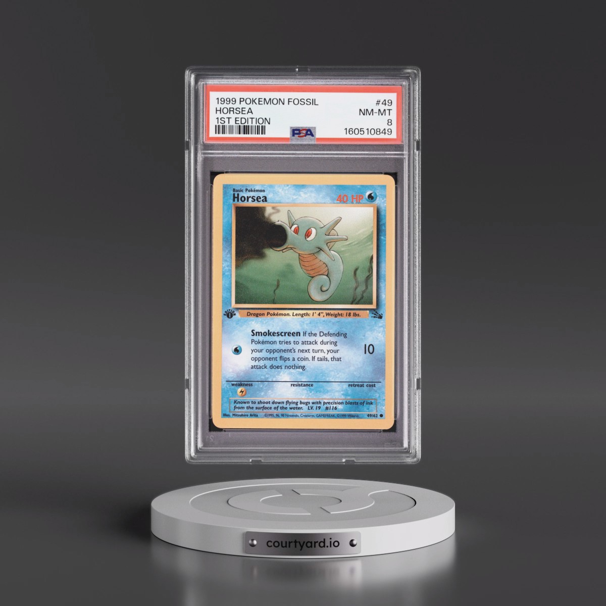1999 Pokémon Fossil #49 Horsea - 1st Edition (PSA 8 NM-MT)