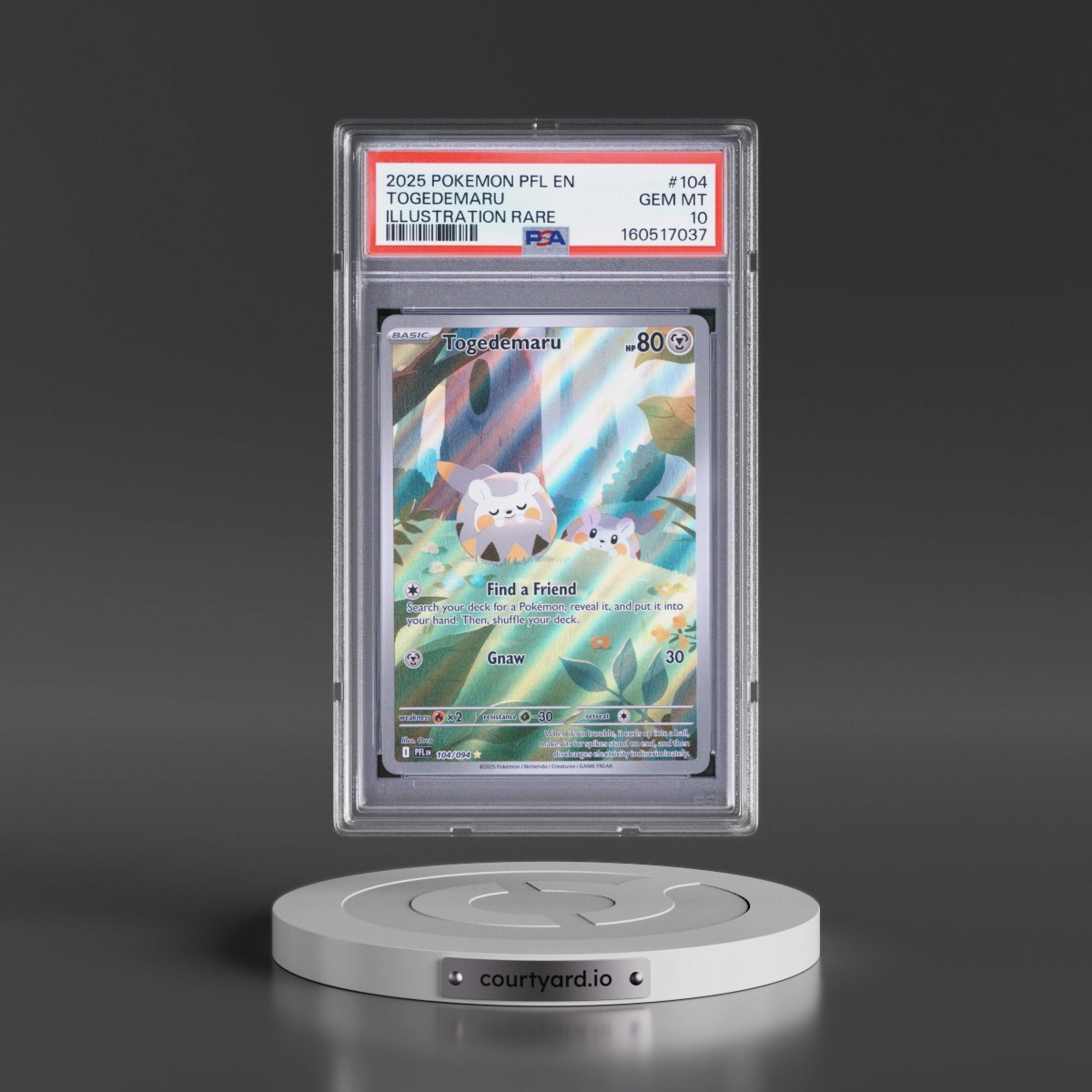 2025 Pokémon Pfl EN-Phantasmal Flames #104 Togedemaru - Illustration Rare (PSA 10 GEM MINT)