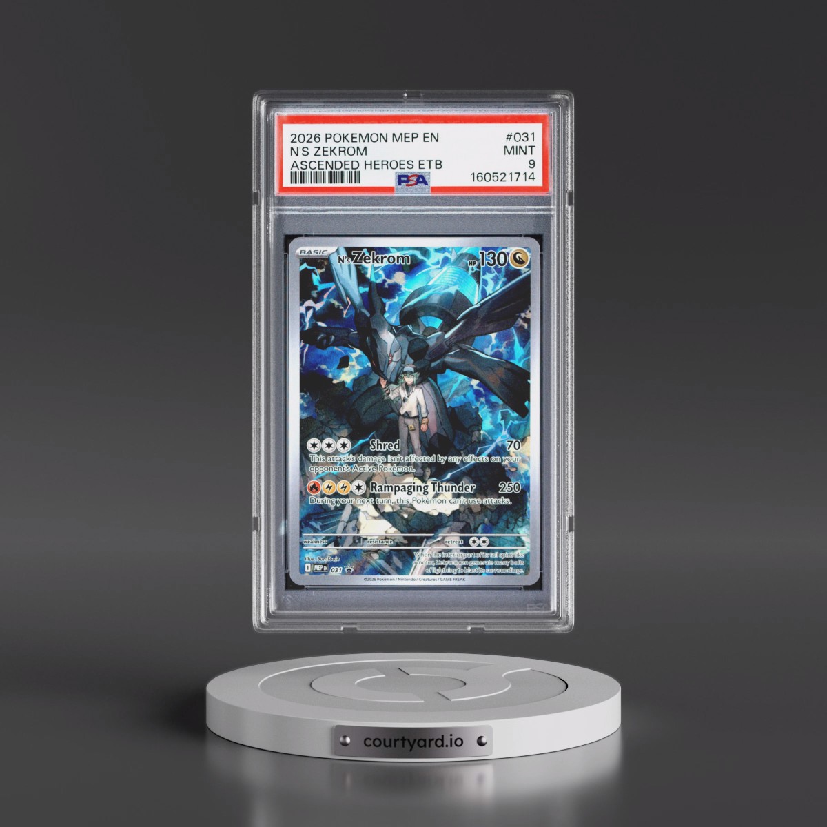 2026 Pokémon Mep EN-Me Black Star Promo #031 N's Zekrom - Ascended Heroes Elite Trainer Box (PSA 9 MINT)