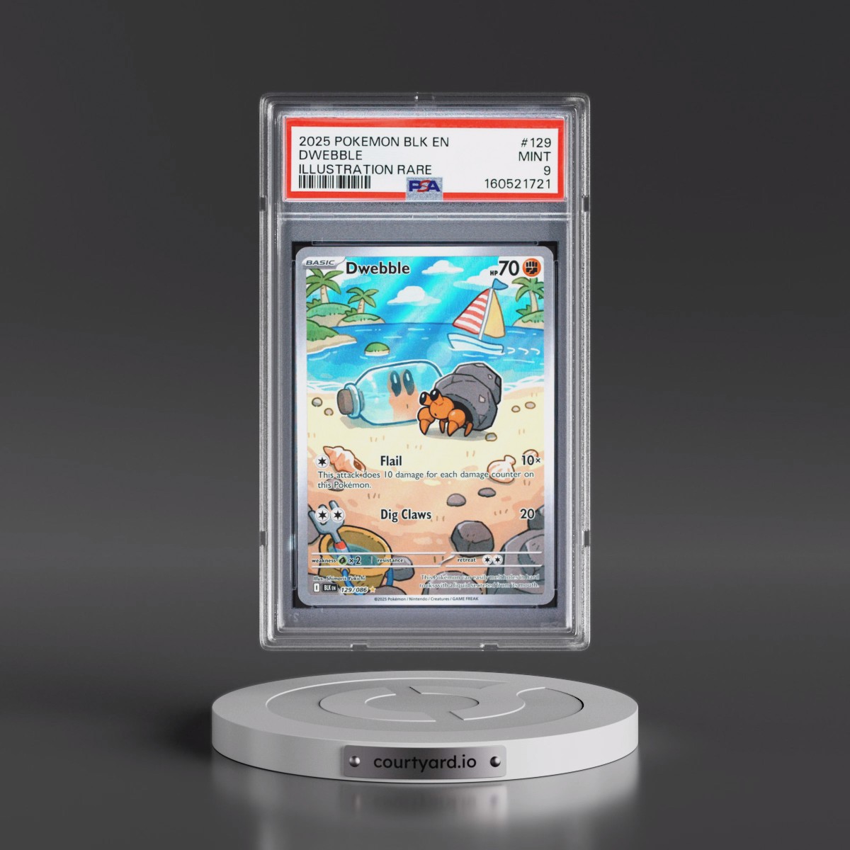 2025 Pokémon Blk EN-Black Bolt #129 Dwebble - Illustration Rare (PSA 9 MINT)