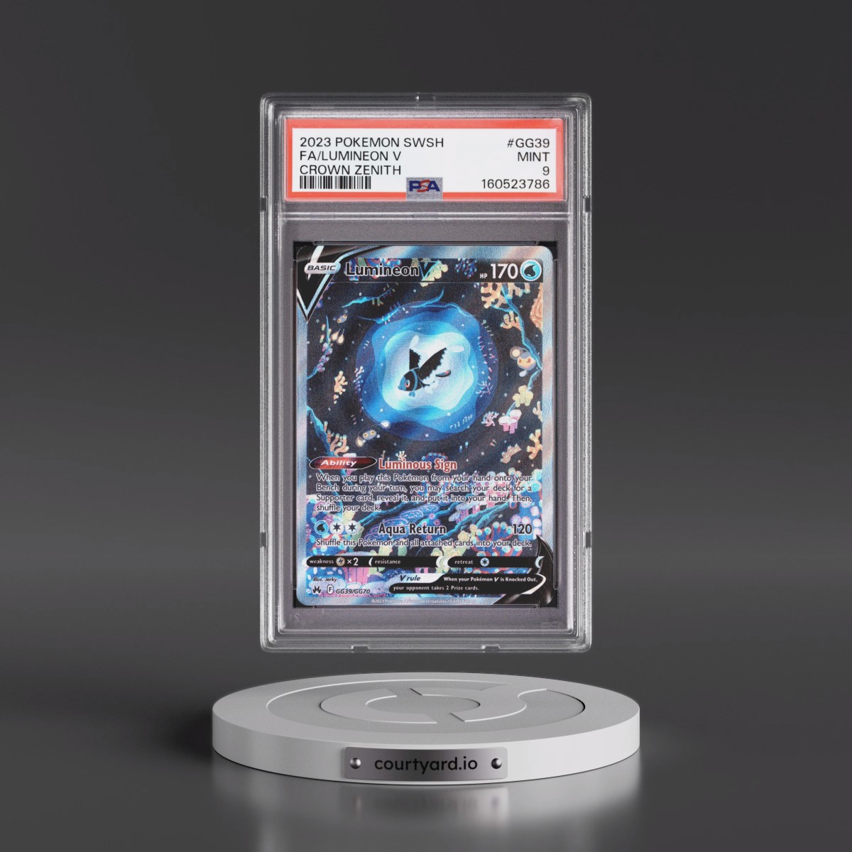 2023 Pokémon Sword and Shield Crown Zenith #GG39 Lumineon V - Holo Full Art (PSA 9 MINT)