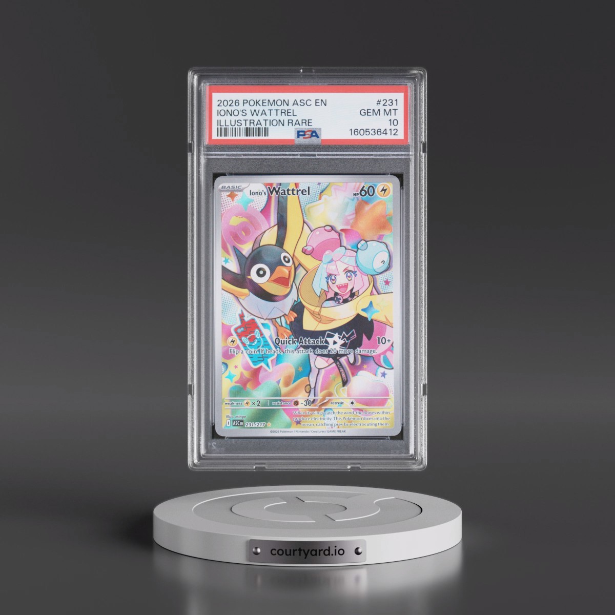 2026 Pokémon Asc EN-Ascended Heroes #231 Iono's Wattrel - Illustration Rare (PSA 10 GEM MINT)