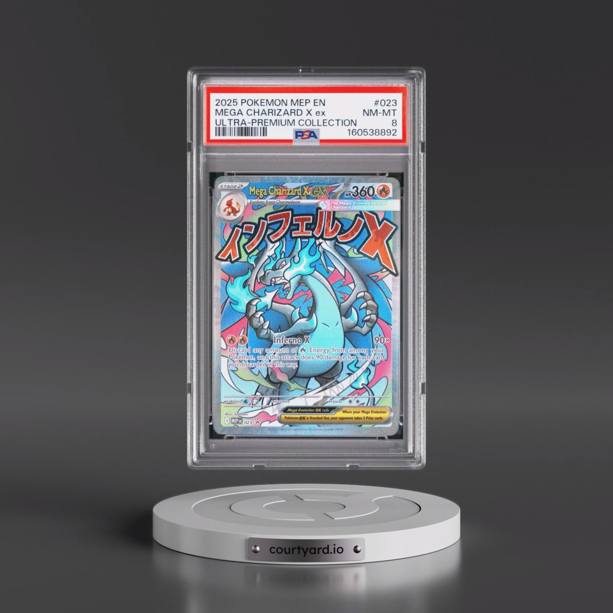 2025 Pokémon Mep EN-Me Black Star Promo Mega Charizard X EX - Holo Mega Charizard X EX Ultra-Premium Collection #023 PSA 8