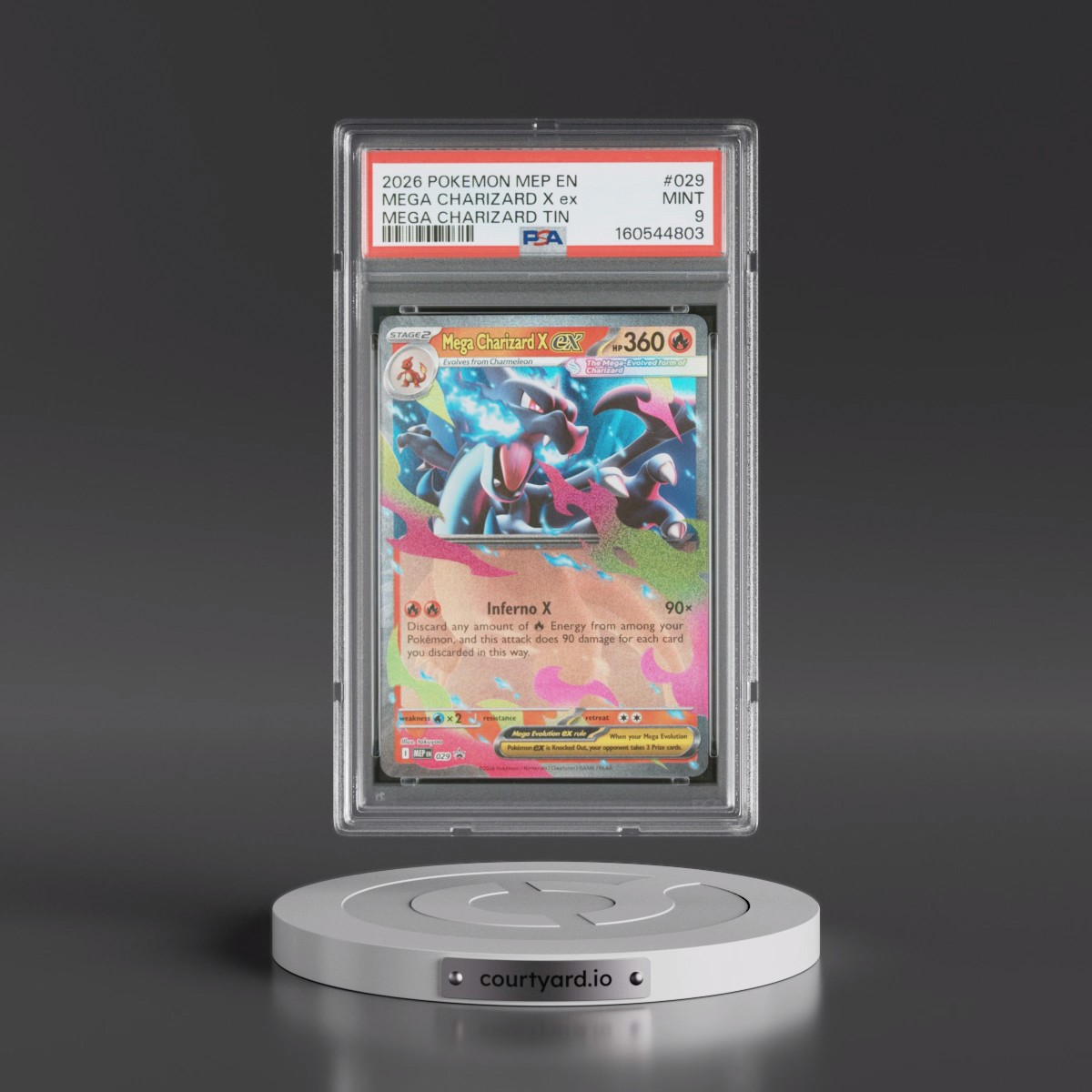 2026 Pokémon Mep EN-Me Black Star Promo #029 Mega Charizard X EX - Holo Mega Charizard Tin (PSA 9 MINT)