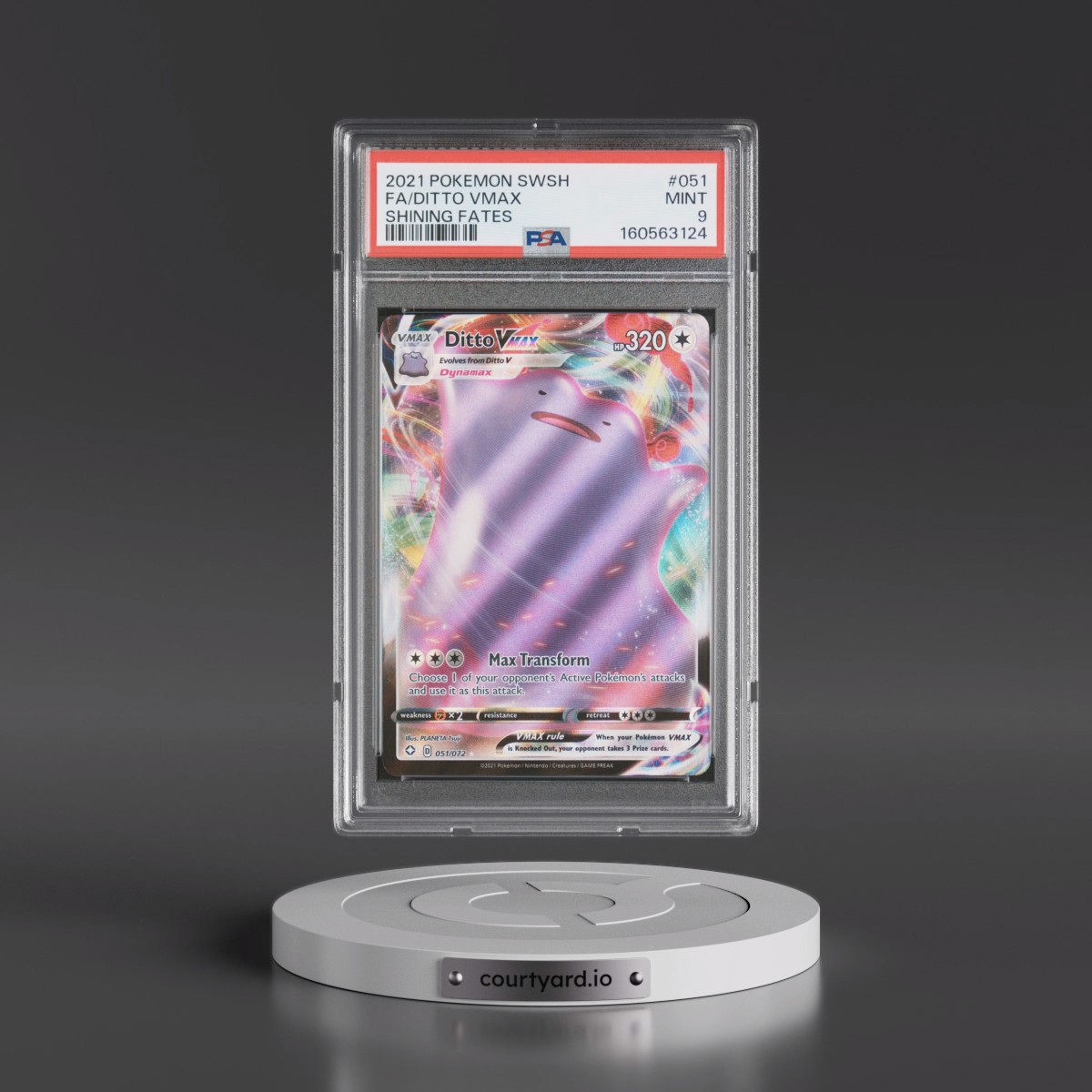 2021 Pokémon Sword & Shield Shining Fates #051 Ditto Vmax - Full Art (PSA 9 MINT)