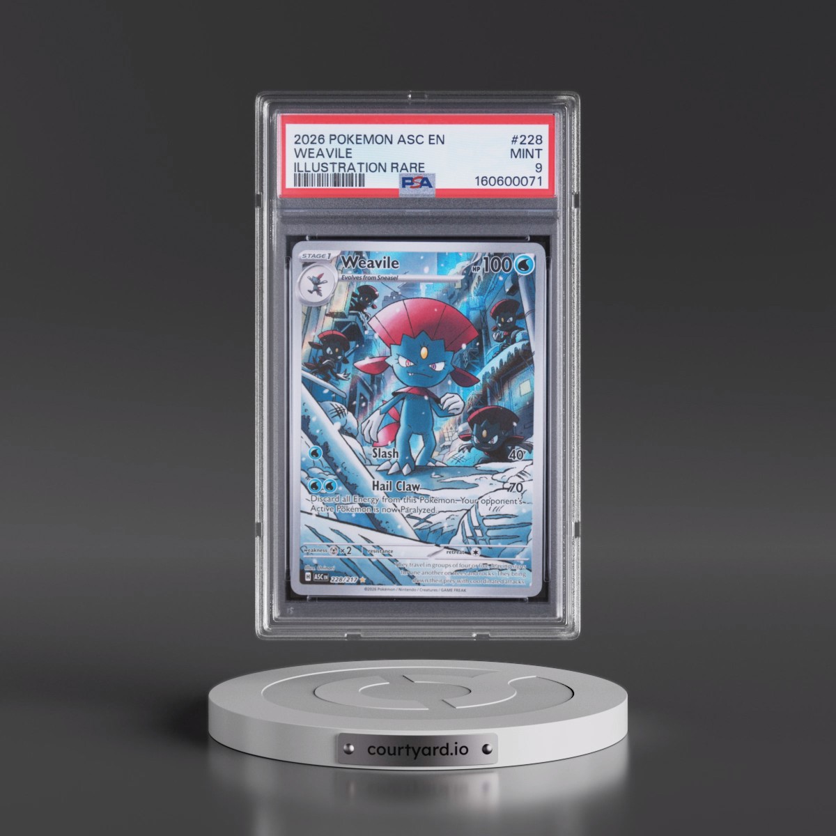 2026 Pokémon Asc EN-Ascended Heroes #228 Weavile - Illustration Rare (PSA 9 MINT)