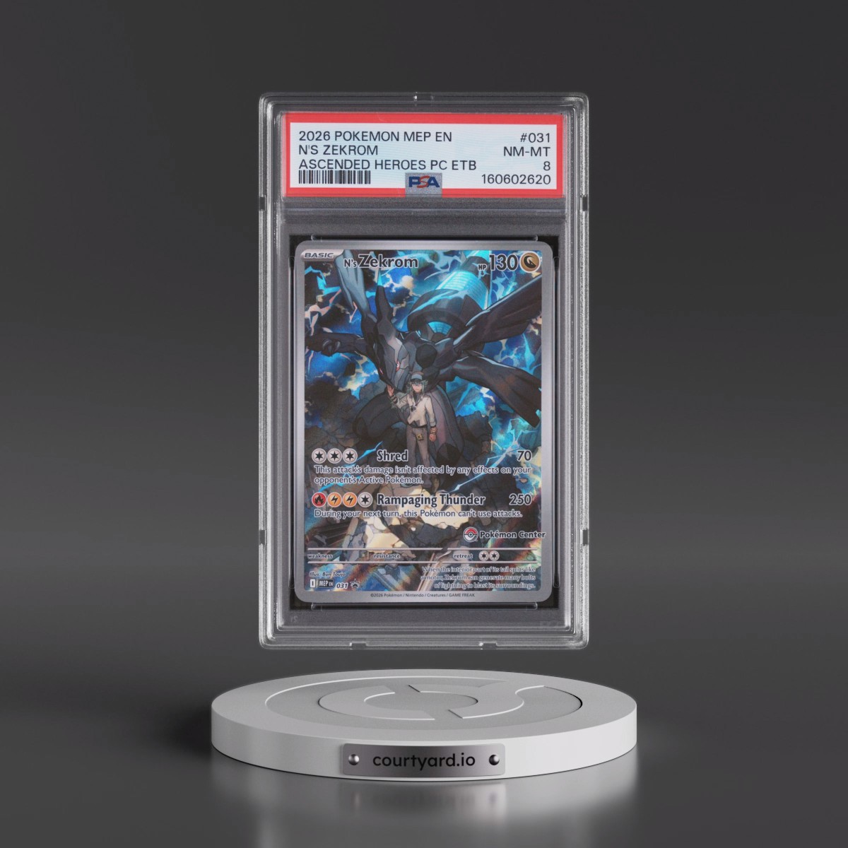 2026 Pokémon Mep EN-Me Black Star Promo #031 N's Zekrom - Ascended Heroes Pokemon Center Elite Trainer Box (PSA 8 NM-MT)