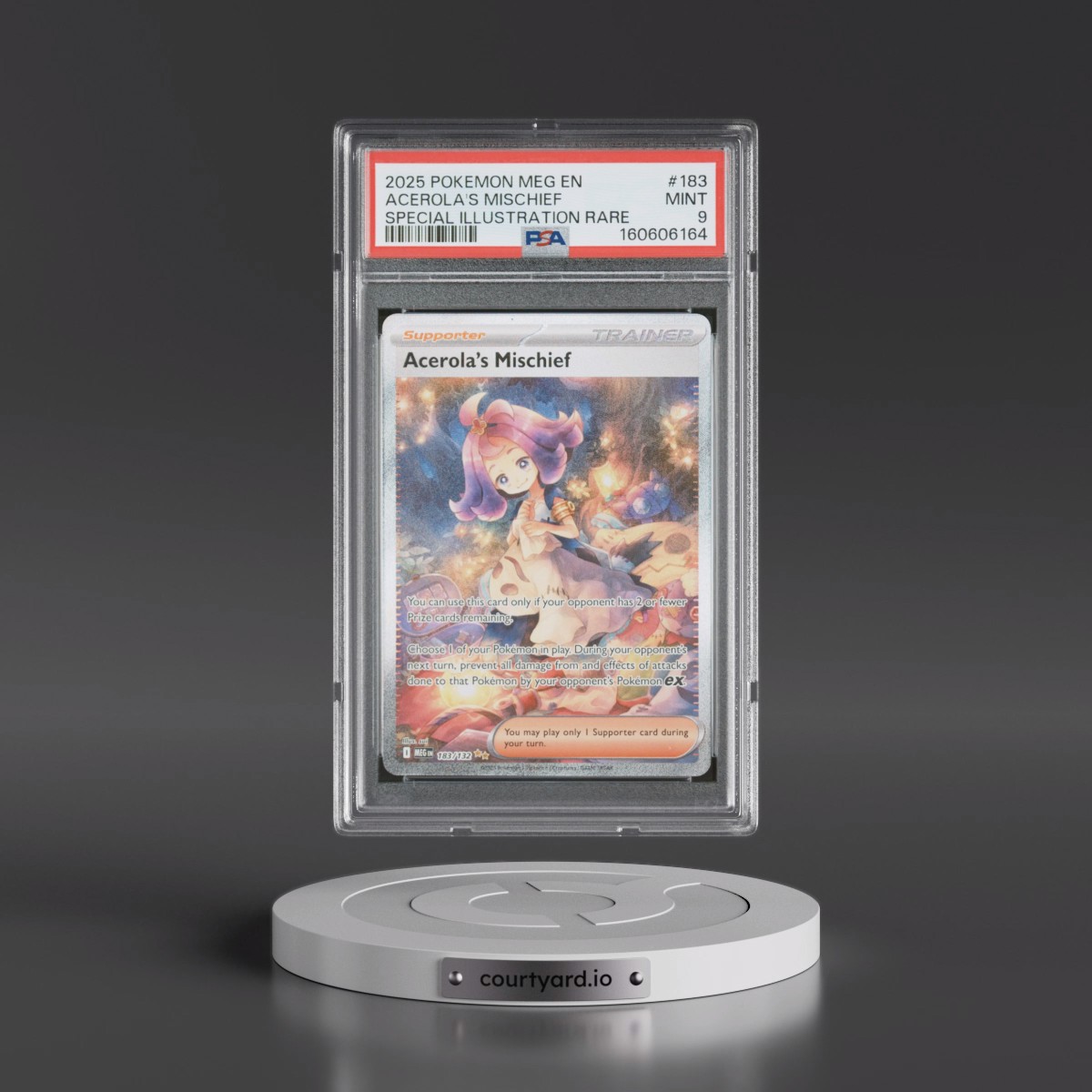 2025 Pokémon Meg EN-Mega Evolution #183 Acerola's Mischief - Special Illustration Rare (PSA 9 MINT)