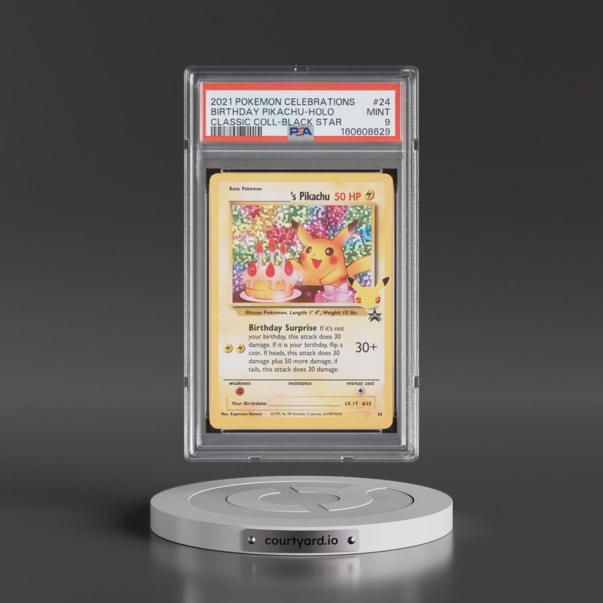 2021 Pokémon Celebrations Classic Collection #24 Birthday Pikachu - Holo (PSA 9 MINT)