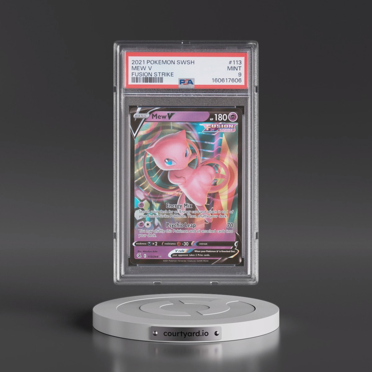 2021 Pokémon Sword & Shield Fusion Strike #113 Mew V - Holo (PSA 9 MINT)