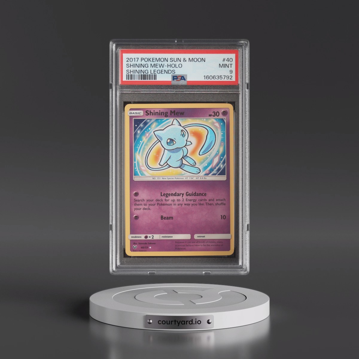 2017 Pokémon Sun & Moon Shining Legends Shining Mew - Holo #40 PSA 9