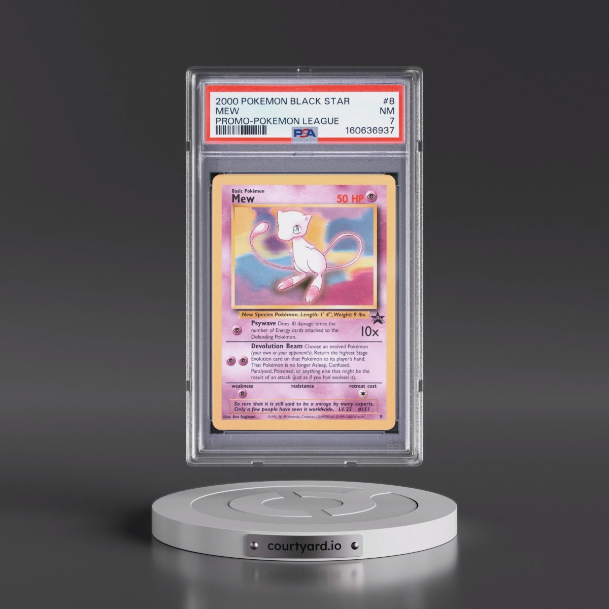 2000 Pokémon Promo Black Star #8 Mew - Pokemon League (PSA 7 NM)