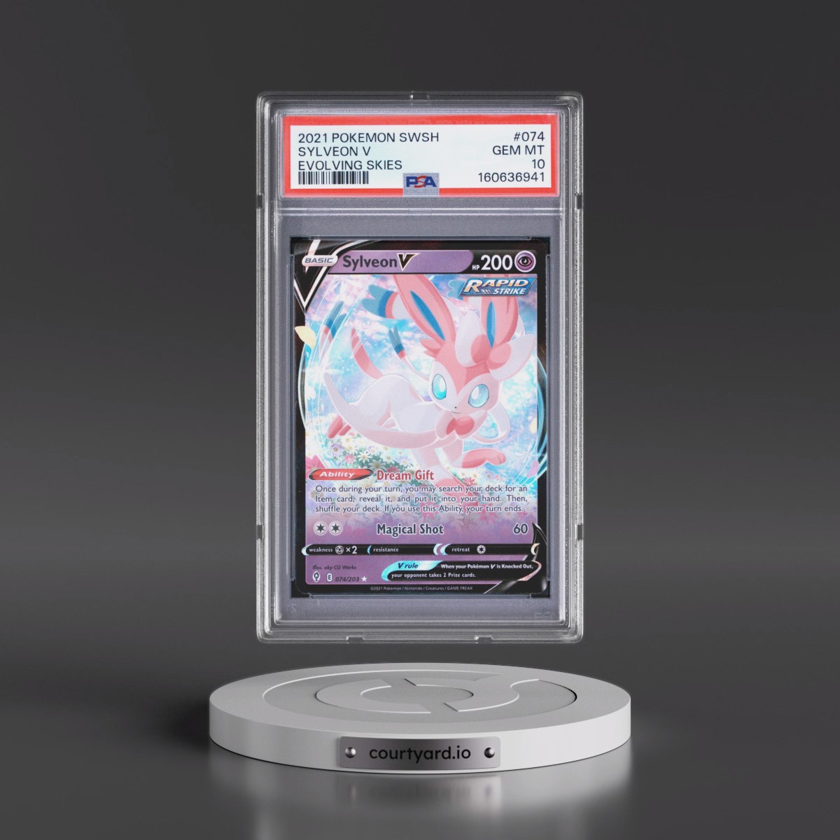 2021 Pokémon Sword & Shield Evolving Skies #074 Sylveon V - Holo (PSA 10 GEM MINT)