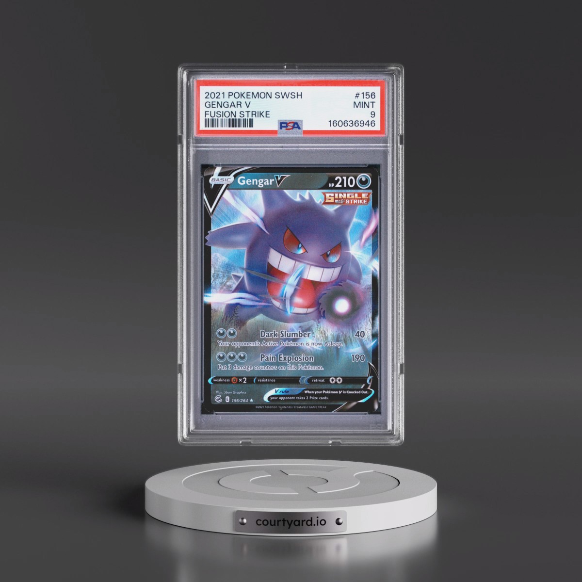 2021 Pokémon Sword & Shield Fusion Strike #156 Gengar V - Holo (PSA 9 MINT)