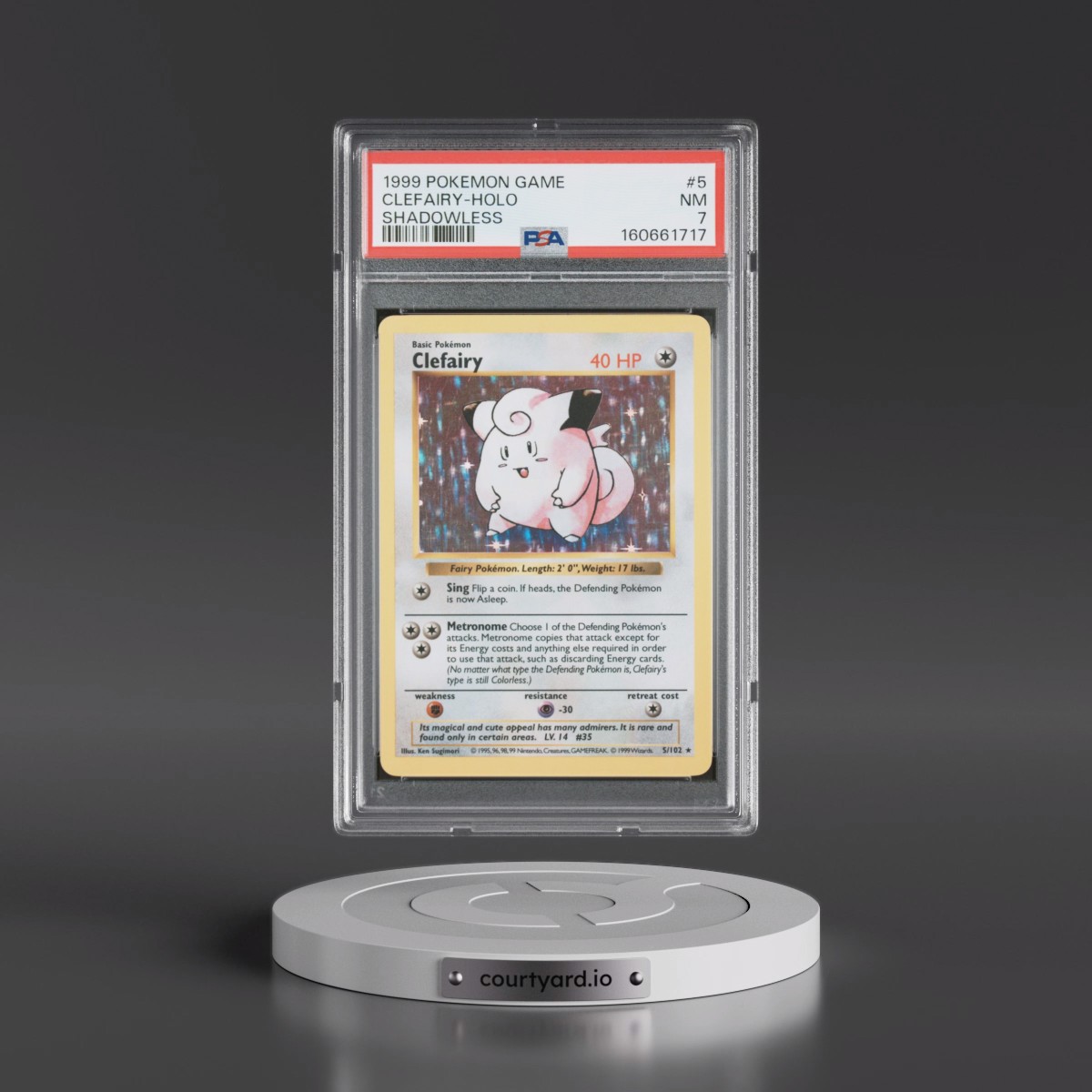 1999 Pokémon Game #5 Clefairy - Holo Shadowless (PSA 7 NM)
