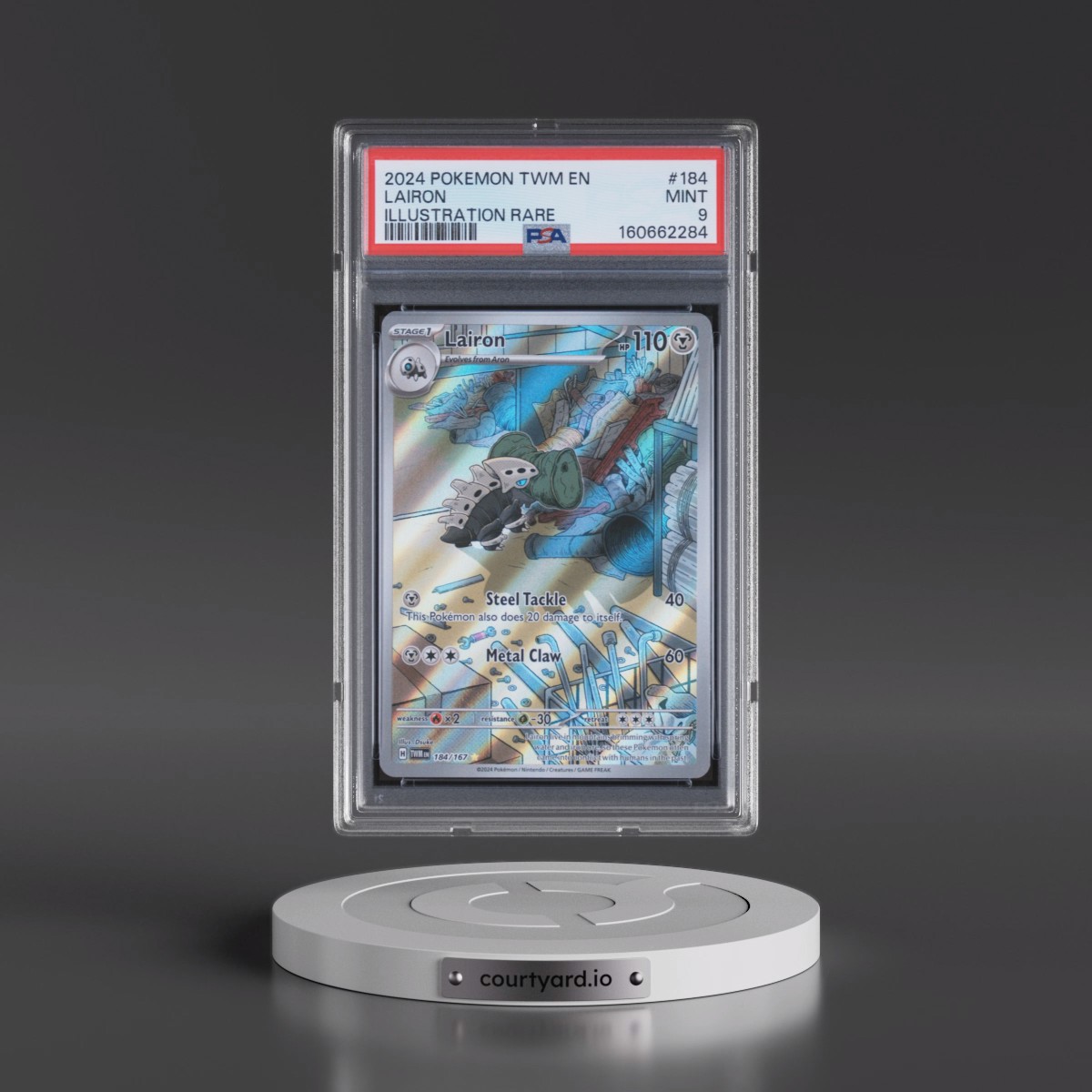 2024 Pokémon Twm EN-Twilight Masquerade #184 Lairon - Illustration Rare (PSA 9 MINT)
