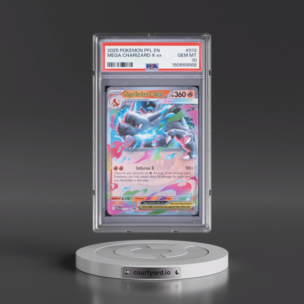 2025 Pokémon Pfl EN-Phantasmal Flames #013 Mega Charizard X EX - Holo (PSA 10 GEM MINT)