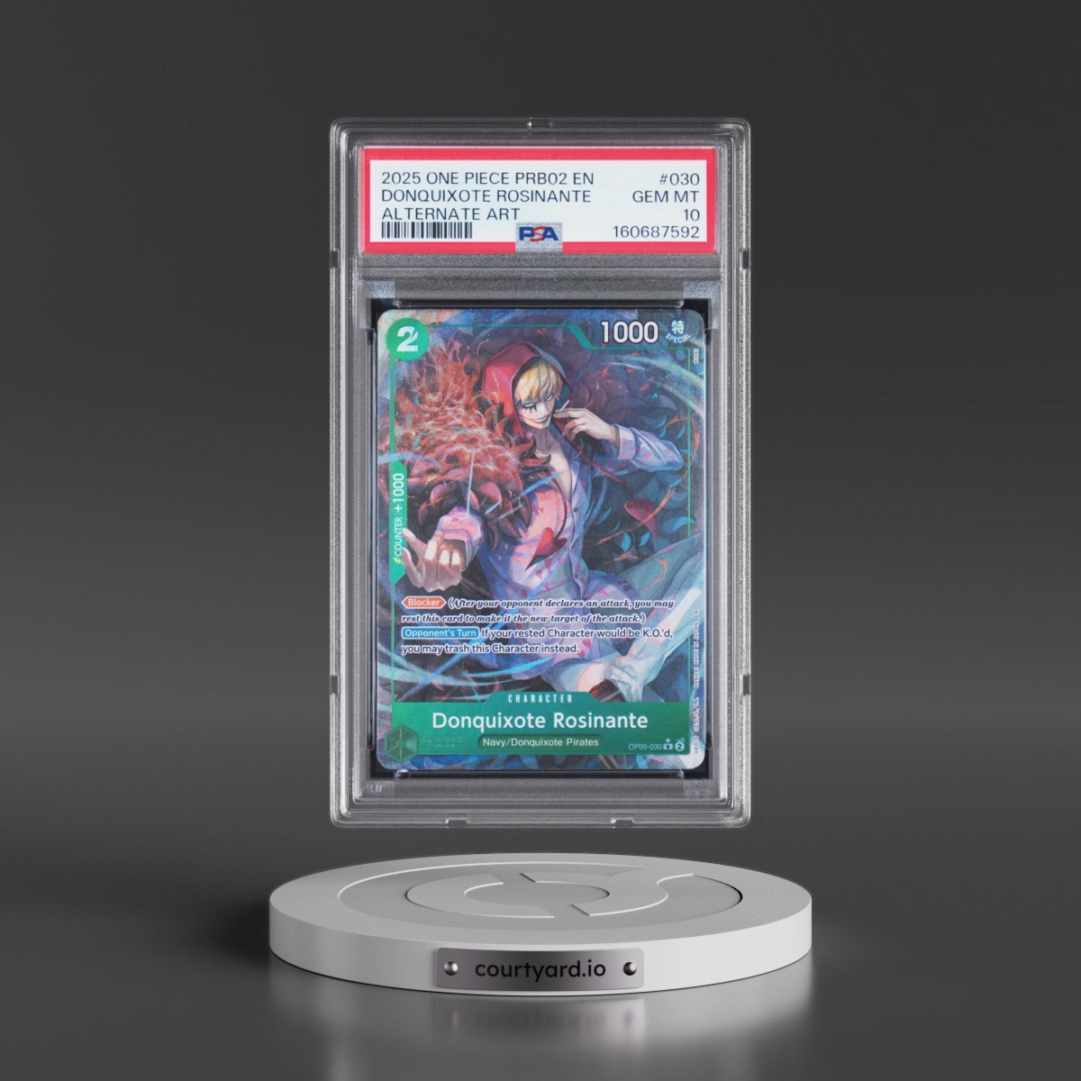 2025 One Piece PRB02-Premium Booster -One Piece Card the Best- Vol.2 Donquixote Rosinante - Alternate Art #030 PSA 10