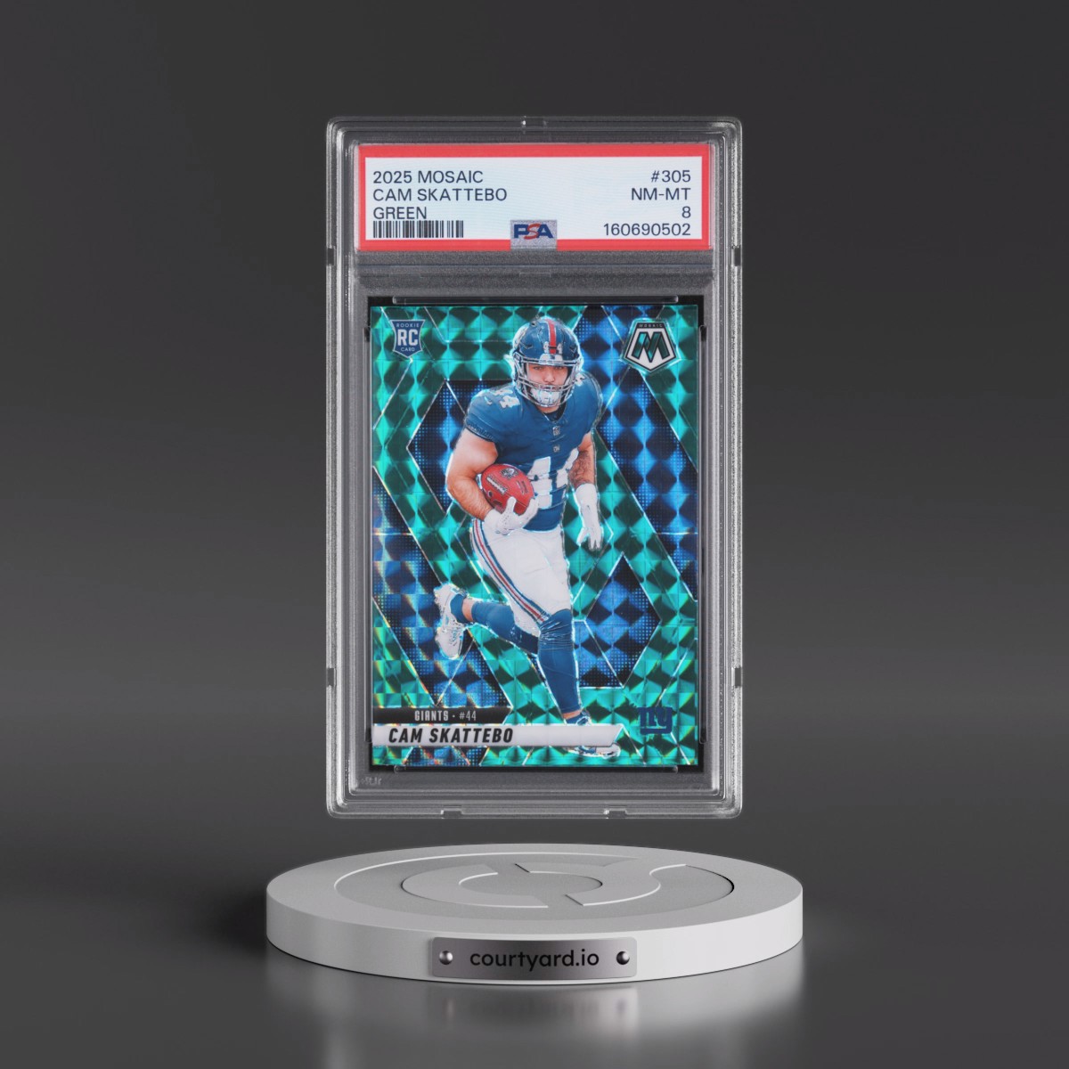 2025 Panini Mosaic #305 Cam Skattebo - Green (PSA 8 NM-MT)
