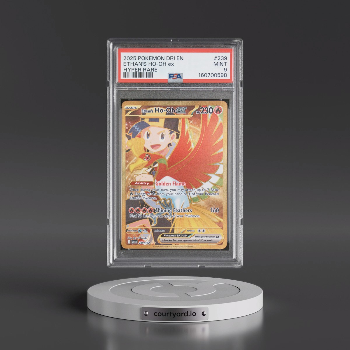 2025 Pokémon Dri EN-Destined Rivals #239 Ethan's HO-Oh EX - Holo Hyper Rare (PSA 9 MINT)