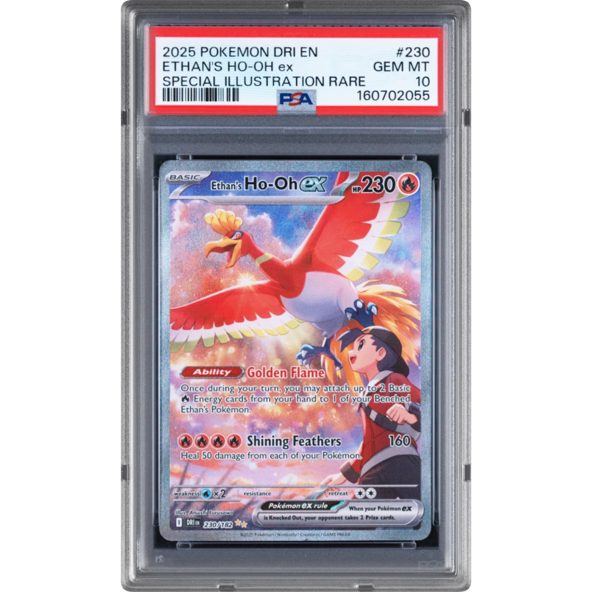 2025 Pokémon Dri EN-Destined Rivals #230 Ethan's HO-Oh EX - Holo Special Illustration Rare (PSA 10 GEM MINT)