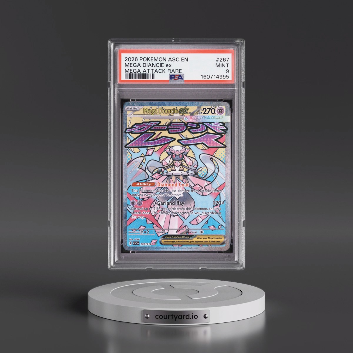 2026 Pokémon Asc EN-Ascended Heroes #267 Mega Diancie EX - Holo Mega Attack Rare (PSA 9 MINT)