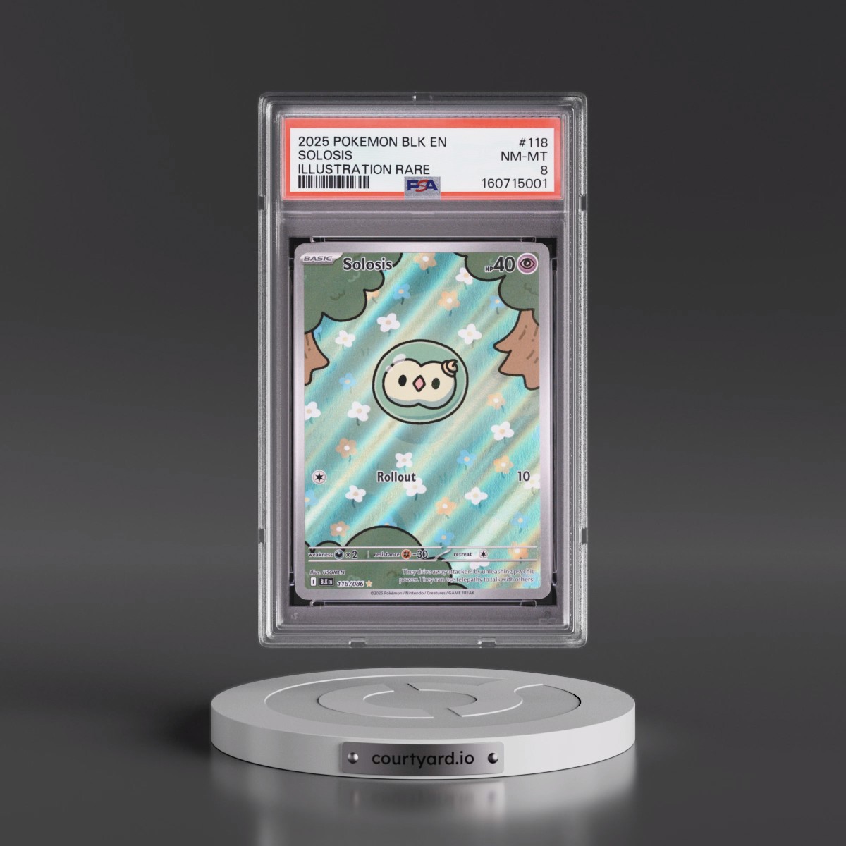 2025 Pokémon Blk EN-Black Bolt #118 Solosis - Illustration Rare (PSA 8 NM-MT)