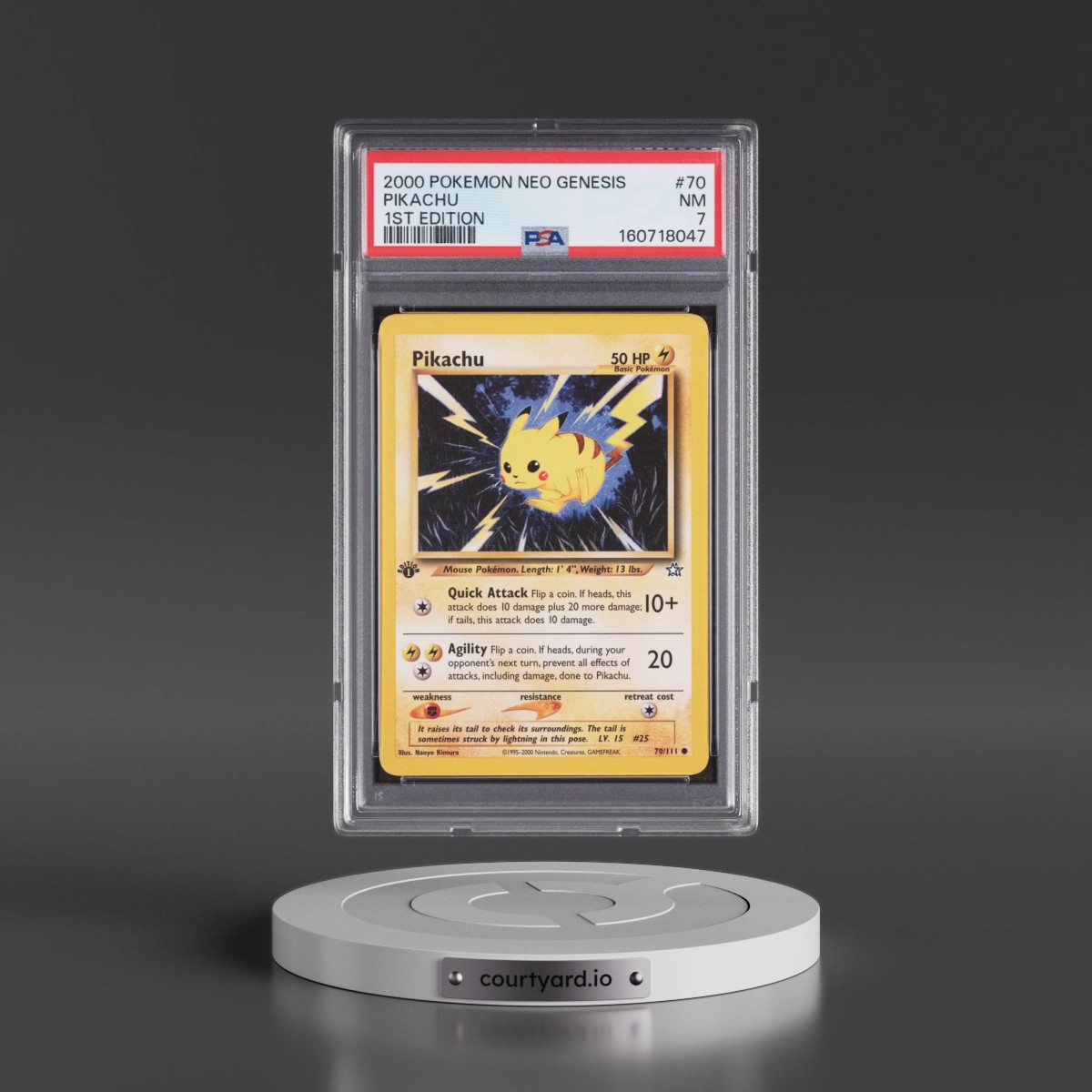 2000 Pokémon Neo Genesis #70 Pikachu - 1st Edition (PSA 7 NM)