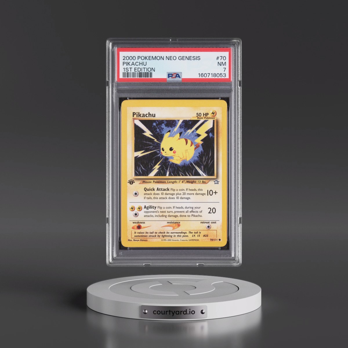 2000 Pokémon Neo Genesis #70 Pikachu - 1st Edition (PSA 7 NM)