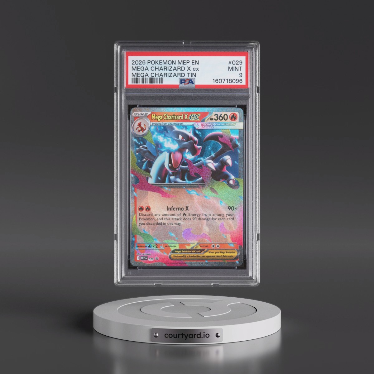 2026 Pokémon Mep EN-Me Black Star Promo #029 Mega Charizard X EX - Holo Mega Charizard Tin (PSA 9 MINT)