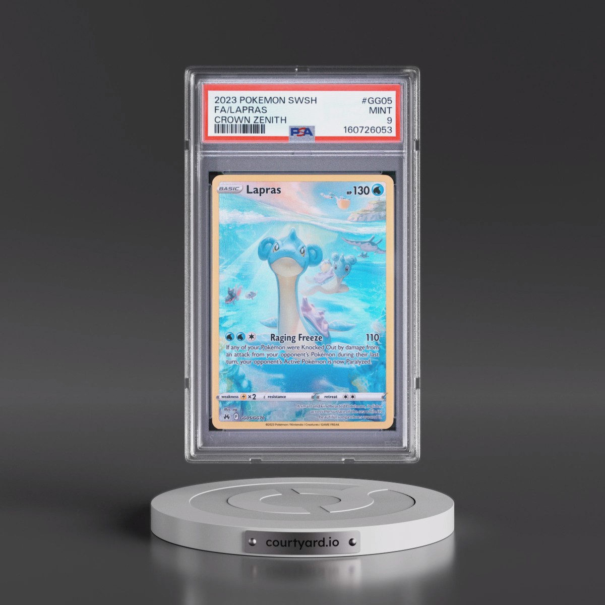2023 Pokémon Sword and Shield Crown Zenith #GG05 Lapras - Full Art (PSA 9 MINT)