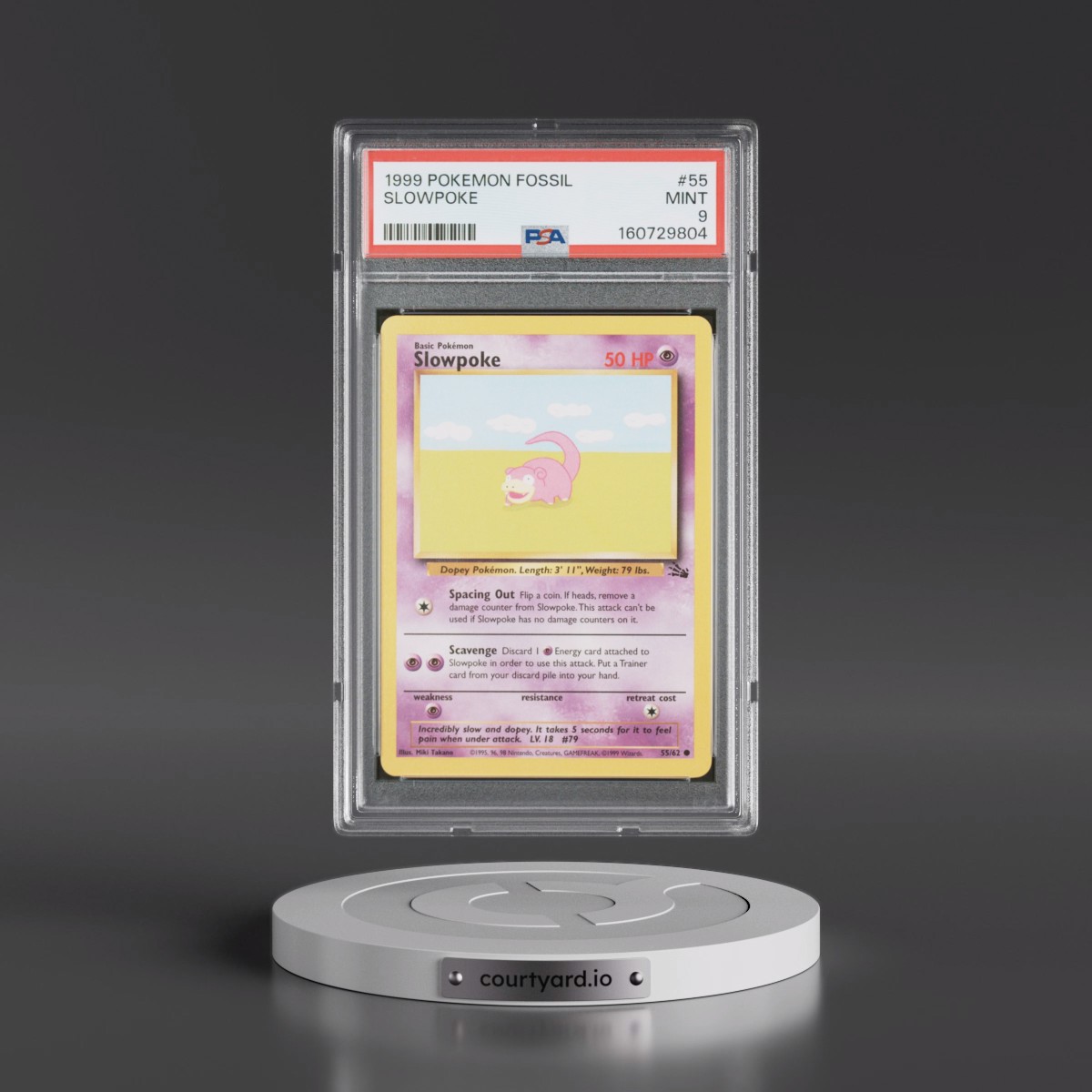 1999 Pokémon Fossil #55 Slowpoke (PSA 9 MINT)