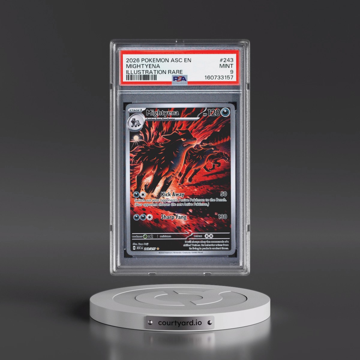2026 Pokémon Asc EN-Ascended Heroes #243 Mightyena - Illustration Rare (PSA 9 MINT)