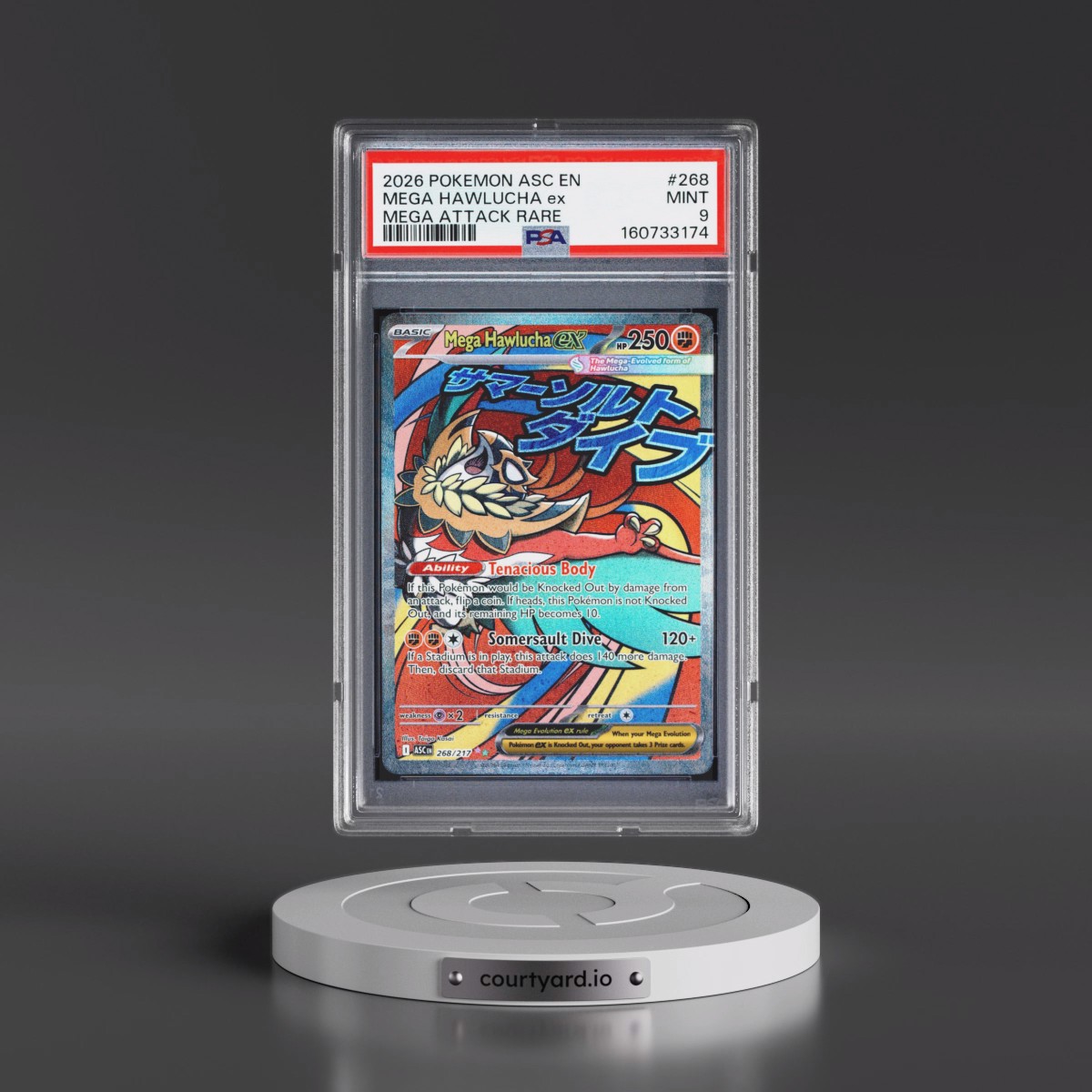 2026 Pokémon Asc EN-Ascended Heroes #268 Mega Hawlucha EX - Holo Mega Attack Rare (PSA 9 MINT)