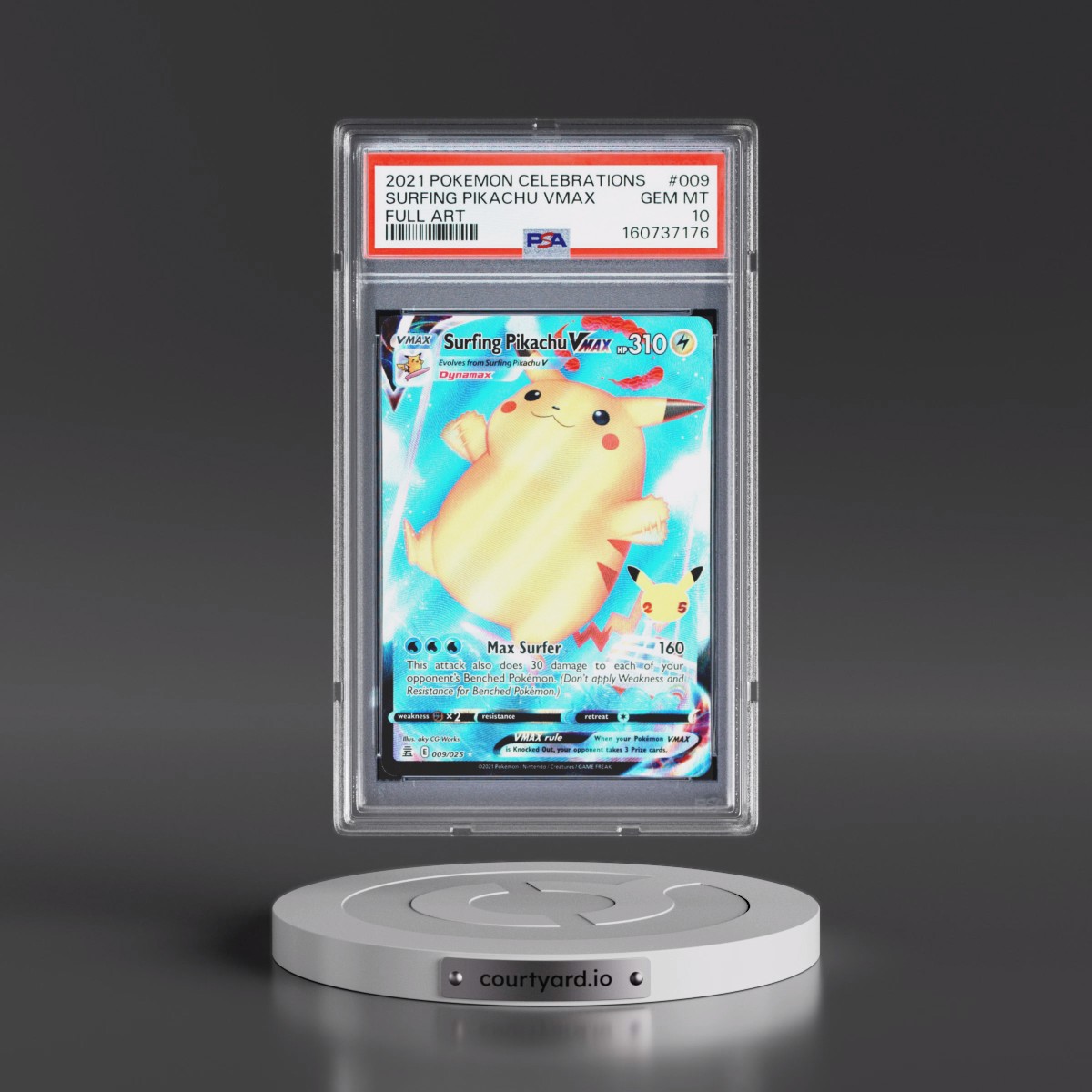 2021 Pokémon Celebrations #009 Surfing Pikachu Vmax - Full Art (PSA 10 GEM MINT)