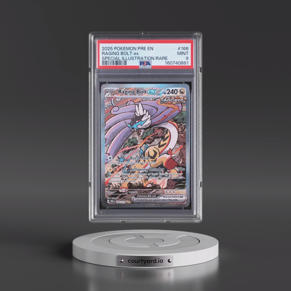 2025 Pokémon Pre EN-Prismatic Evolutions #166 Raging Bolt EX - Holo Special Illustration Rare (PSA 9 MINT)