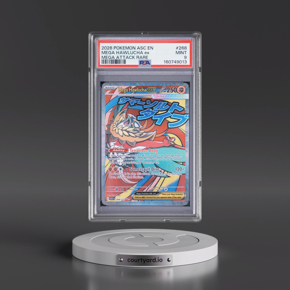 2026 Pokémon Asc EN-Ascended Heroes #268 Mega Hawlucha EX - Holo Mega Attack Rare (PSA 9 MINT)
