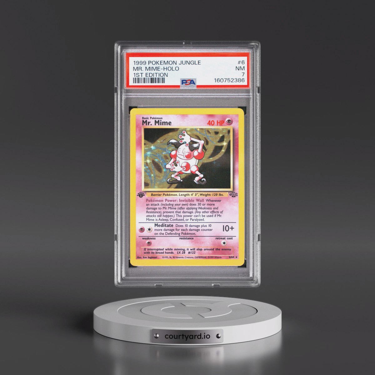 1999 Pokémon Jungle #6 Mr. Mime - 1st Edition Holo (PSA 7 NM)
