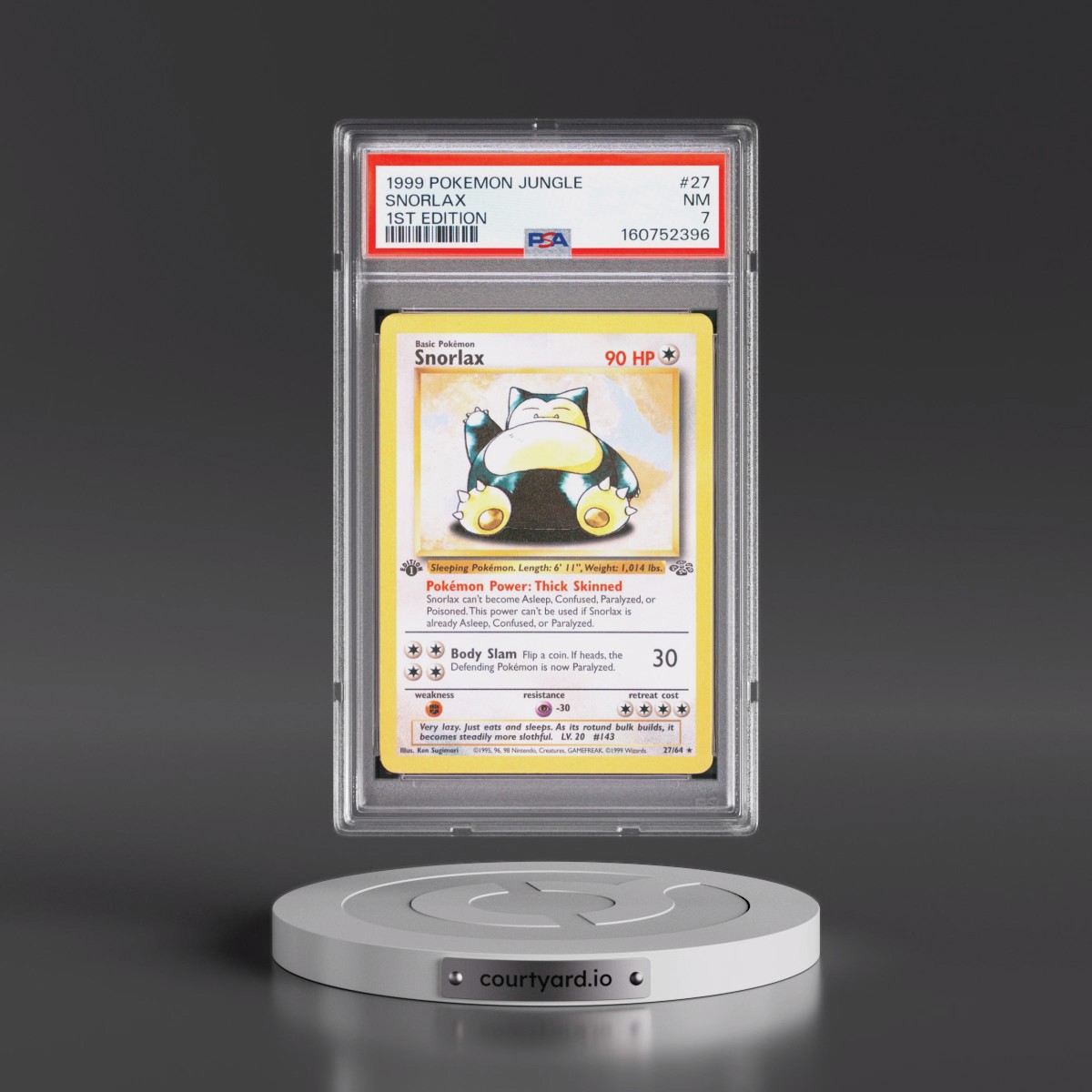 1999 Pokémon Jungle #27 Snorlax - 1st Edition (PSA 7 NM)