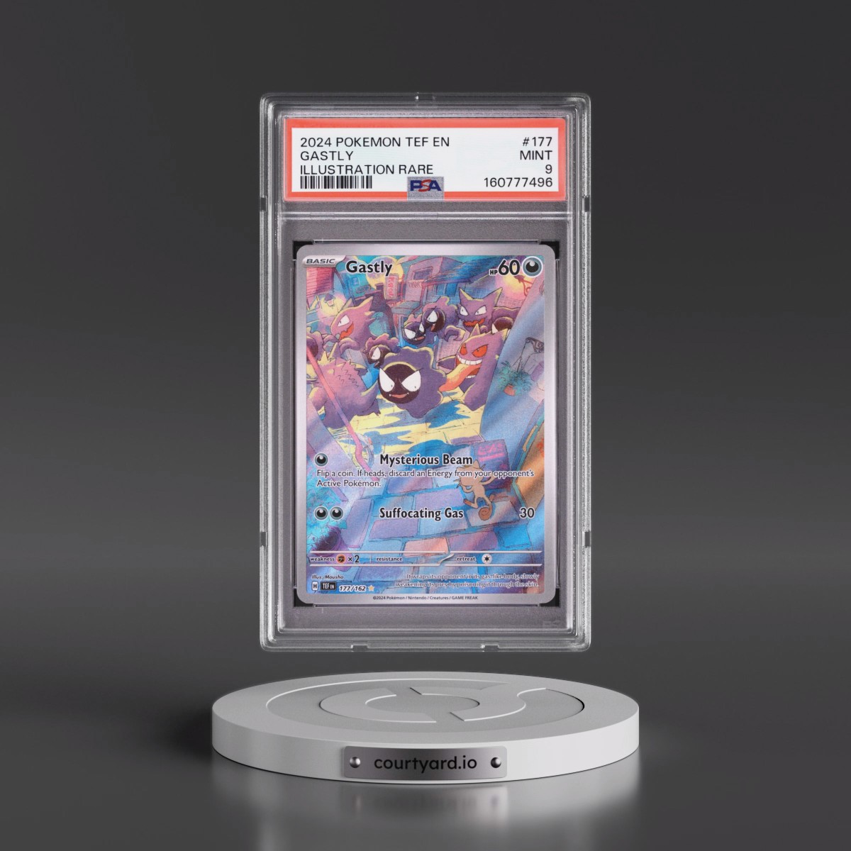 2024 Pokémon Tef EN-Temporal Forces #177 Gastly - Illustration Rare (PSA 9 MINT)