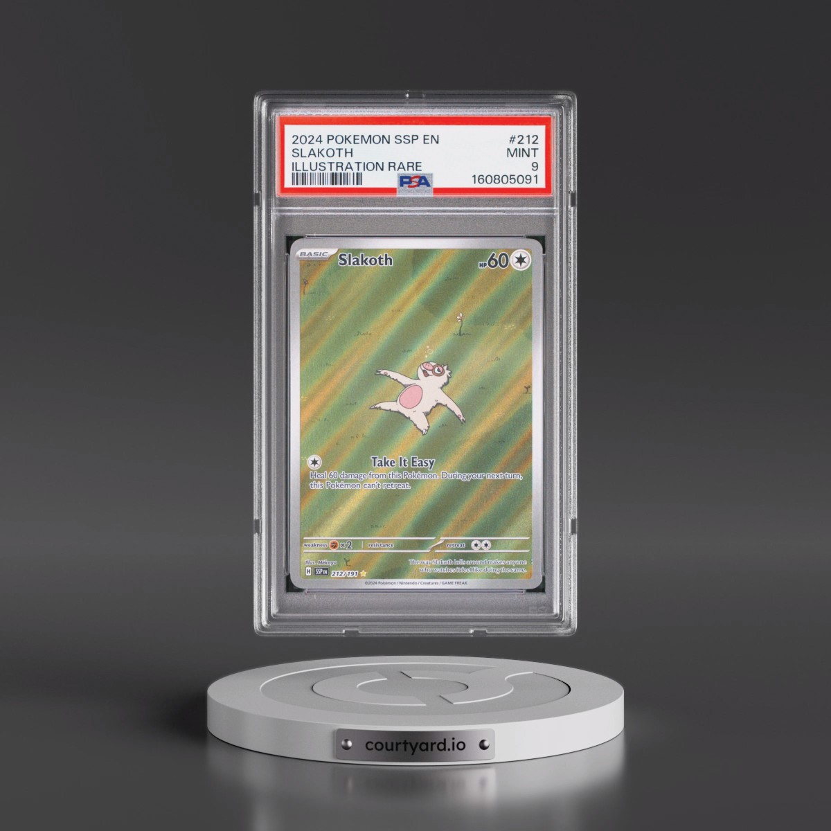 2024 Pokémon Ssp EN-Surging Sparks #212 Slakoth - Illustration Rare (PSA 9 MINT)