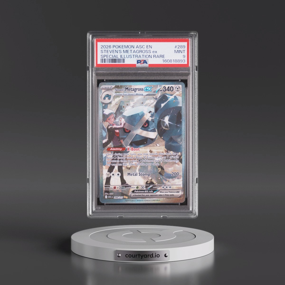 2026 Pokémon Asc EN-Ascended Heroes #289 Steven's Metagross EX - Holo Special Illustration Rare (PSA 9 MINT)